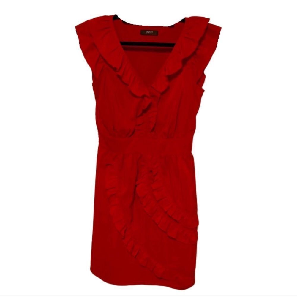NEW! Esprit Hot Pink Sleeveless Ruffle Dress Sz 4